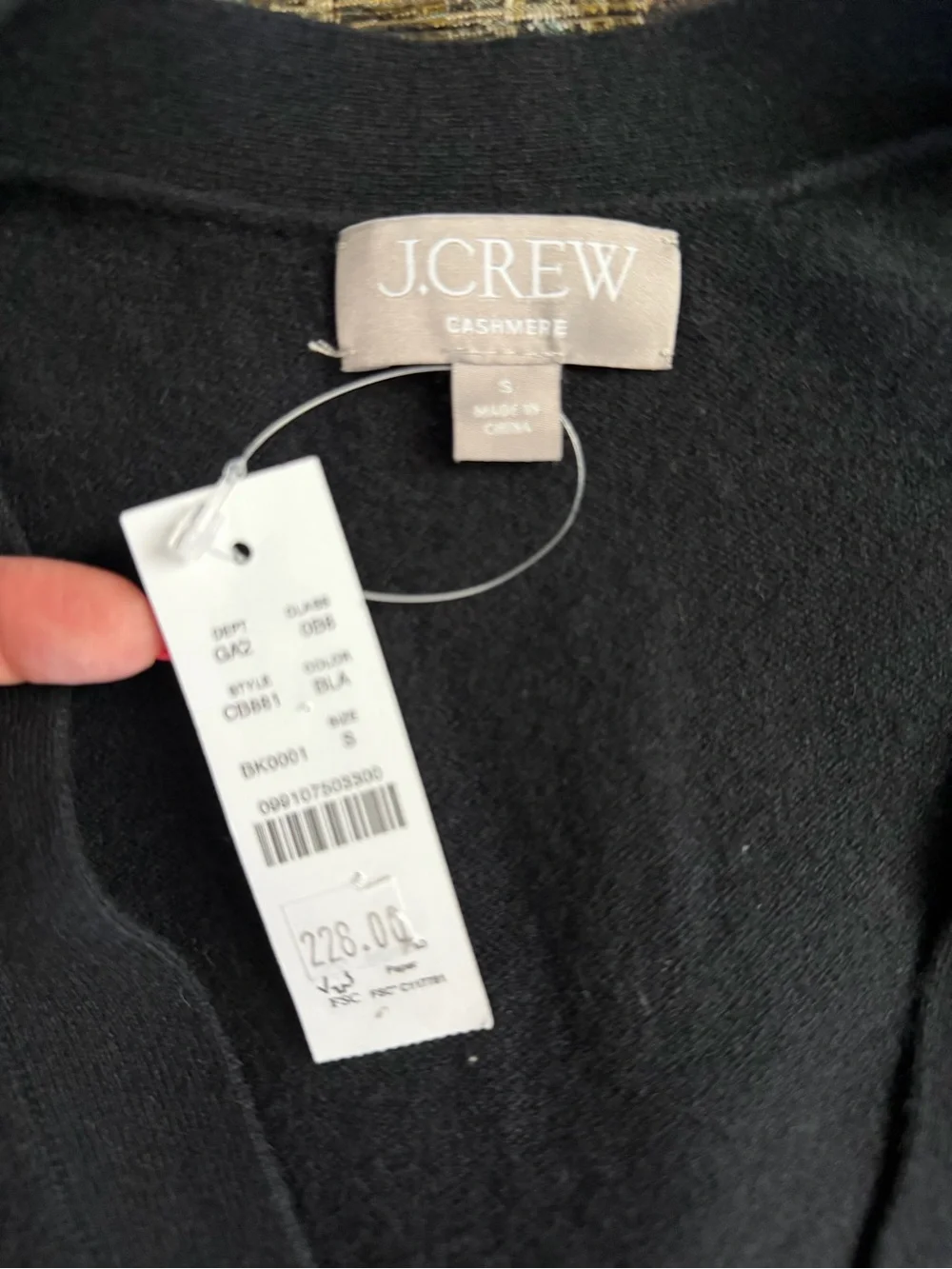 J.Crew 100% Cashmere Black V-Neck Button Cardigan Sweater Size Small